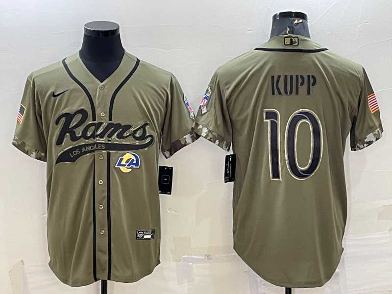 Men%27s Los Angeles Rams #10 Cooper Kupp Olive 2022 Salute to Service Cool Base Stitched Baseball Jersey->los angeles rams->NFL Jersey